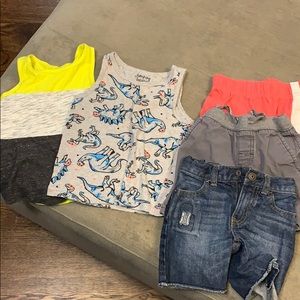 2 (2T) tank tops and 3 pairs of 2T shorts